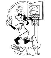coloriage dingo joue au basket